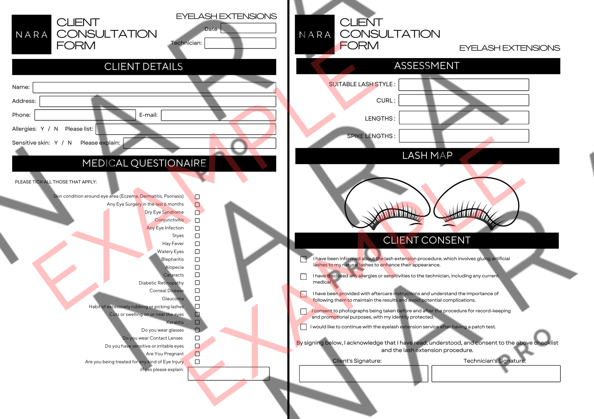 Eyelash Extensions Consultation Forms